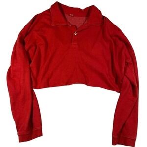 John‎ Galt Brandy Melville Red Cropped Fleece Quarter Zip Pullover Women's Small